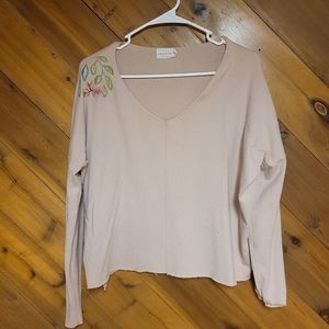 Dreamers Super Soft Oversized Blush Sweater with Embroidery
